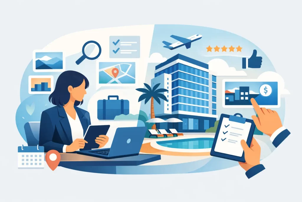 How Corporate Bookers Find Hotels and Choose Them